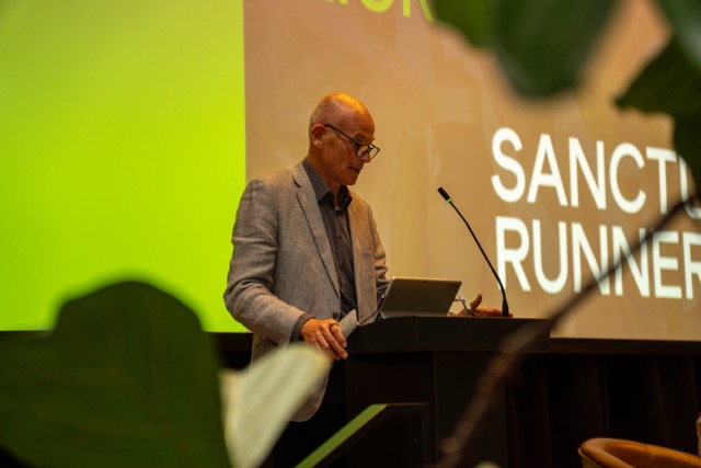 Speaker addressing Irish sporting legends event